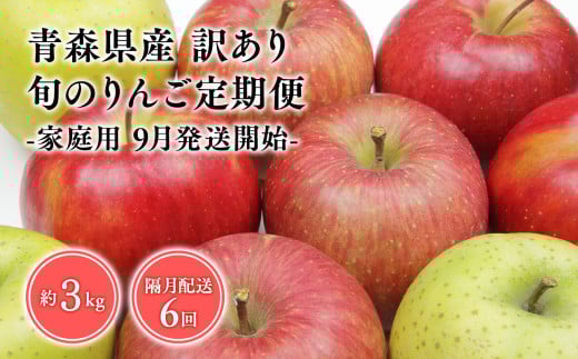 【9月発送開始】隔月配送　定期便６回　訳あり　家庭用　甚八りんご　３kg　【青森県 平川市 マルジンサンアップル】1月 3月 5月 7月 9月 11月 青森 青森県産 平川 りんご リンゴ 林檎 くだもの 果物 フルーツ 