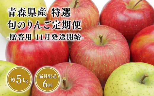 【11月発送開始】隔月配送　定期便６回　特選　甚八りんご　５kg　【青森県 平川市 マルジンサンアップル】1月 3月 5月 7月 9月 11月贈答用 青森 青森県産 平川 りんご リンゴ 林檎 くだもの 果物 フルーツ