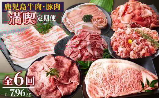 鹿児島牛肉・豚肉満喫定期コース(毎月1回お届け)x全6回 2140462 - 鹿児島県大崎町