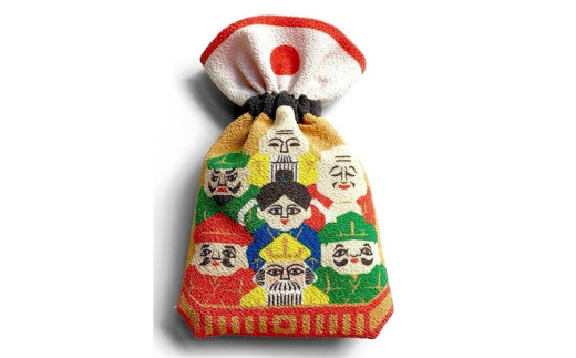 丹後ちりめん 祭巾着 しちふくじん サイズ：約22cm×13cm　DZ00028-02