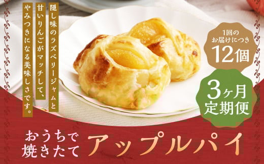 【3ヶ月定期便】おうちで焼きたてアップルパイ 64g×12個（12個入×各1箱） ／ アップルパイ お菓子 スイーツ 洋菓子 りんご