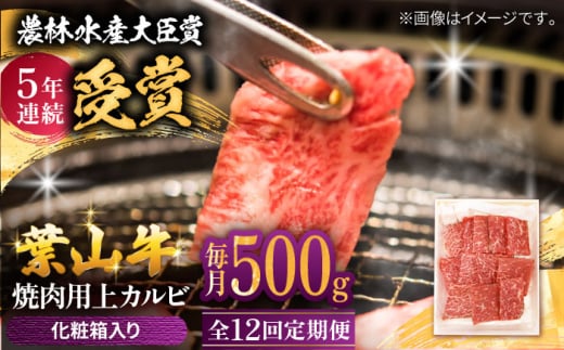 【全12回定期便】 葉山牛 焼肉用上カルビ500g / 牛肉 牛 肉 お肉 国産 赤身肉 やきにく 焼き肉 カルビ かるび 上カルビ 上かるび BBQ ブランド牛 和牛 黒毛和牛 国産牛 贈答 ギフト 冷凍 葉山 定期 定期便 【有限会社葉山旭屋牛肉店】 [ASAP046] 2141718 - 神奈川県葉山町