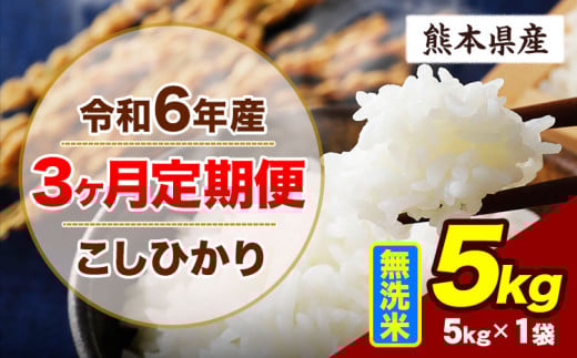 【3ヶ月定期便】令和6年産 定期便 こしひかり 5kg 無洗米 阿蘇 うぶやま 米 定期便 熊本県産 ふるさと納税 精米 ひの 米 こめ ふるさとのうぜい コシヒカリ コメ お米 おこめ《申込み翌月から出荷》 2144850 - 熊本県産山村