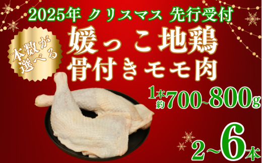 [ 2025年 クリスマス 先行予約 ] 本数 が 選べる 媛っこ 地鶏 骨付き もも肉 ( 2本 4本 6本 ) 1本 700g ~ 800g 地鶏 媛っこ地鶏 鶏肉 鳥肉 肉 チキン もも肉 クリスマス 愛媛県 愛南町 ローカルスタンダード