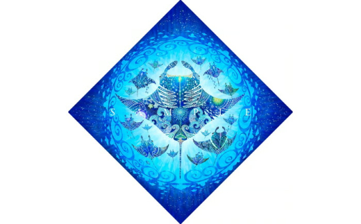 [琉球イラストレーション] 与儀勝之 『海の星 〜翠玉飛翼〜 / Star of the Sea -』 額装Mサイズ インテリア 雑貨 アート おしゃれ おすすめ 沖縄市 / yogima office [BCAI015]
