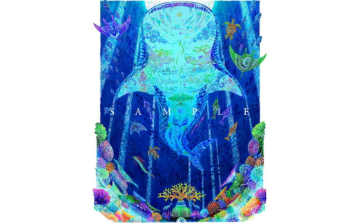 ［琉球イラストレーション］ 与儀勝之 『海の星 〜月夜の宮〜 / Star of the Sea - Moonlight palace -』 額装Lサイズ インテリア 雑貨 アート おしゃれ おすすめ 沖縄市 / yogima office [BCAI018]