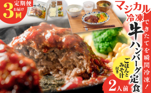【全3回定期便】マジカル冷凍牛ハンバーグ定食　K258-T03_a 2154117 - 鹿児島県鹿児島市
