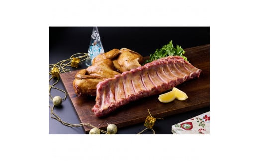 ★クリスマス限定★【12月中旬にお届け】スペアリブスモーク約650g×1個 ＋ 半丸チキンスモーク約400g×2個 2142162 - 三重県鈴鹿市
