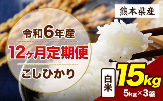 【12ヶ月定期便】令和6年産 定期便 こしひかり 15kg 白米 阿蘇 うぶやま 米 定期便 熊本県産 ふるさと納税 精米 ひの 米 こめ ふるさとのうぜい コシヒカリ コメ お米 おこめ《申込み翌月から出荷》 2144868 - 熊本県産山村