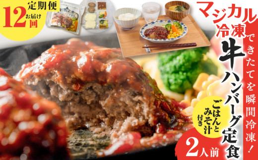 【全12回定期便】マジカル冷凍牛ハンバーグ定食　K258-T03_c 2154119 - 鹿児島県鹿児島市