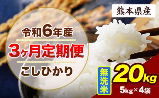 【3ヶ月定期便】令和6年産 定期便 こしひかり 20kg 無洗米 阿蘇 うぶやま 米 定期便 熊本県産 ふるさと納税 精米 ひの 米 こめ ふるさとのうぜい コシヒカリ コメ お米 おこめ《申込み翌月から出荷》 2144857 - 熊本県産山村