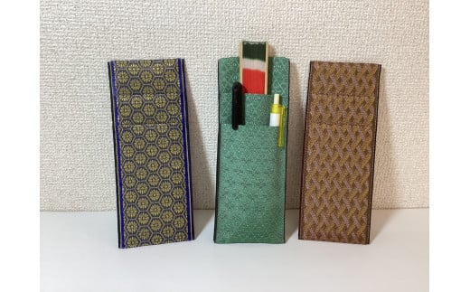 畳の縁（へり）で作ったペン差しセット | 手作り 雑貨 小物  カラフル 文房具 筆箱 赤 青 緑