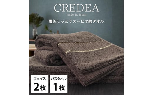 【フェイス2枚・バス1枚セット】スーピマ綿タオルセット クレF2B1-BR 2142704 - 和歌山県和歌山市