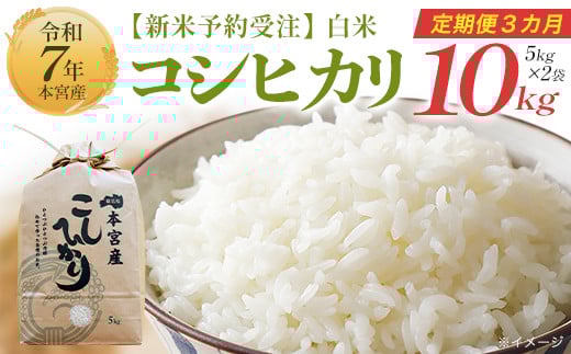 【新米予約受注】【3か月定期便】令和7年産　福島県産コシヒカリ10㎏（5kg×2）≪白米≫　[計30kg]【07214-0393】