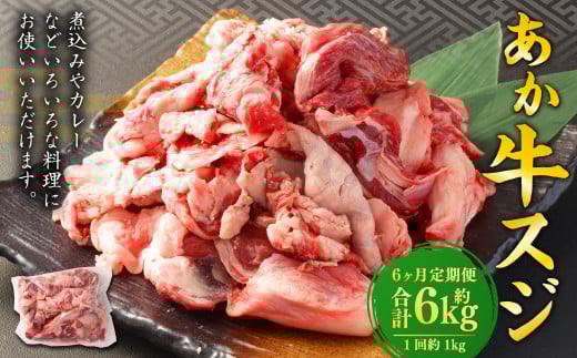 【6ヶ月定期便】 あか牛スジ 1kg （500g×2パック） 計6kg あか牛 牛肉 牛 お肉 肉 おかず 冷凍