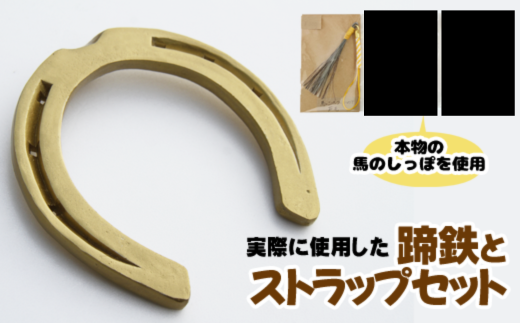 蹄鉄 （ 鉄製 ゴールド ）& 馬のしっぽの毛 ストラップ （ 芦毛 ） 【馬っこパーク・いわて】／ てい鉄 さび止め 錆止め サビ止め 金 金色 鉄 加工 馬毛 尻尾 幸運 開運 厄除け 魔除け アイテム 本物 インテリア アクセサリー おすすめ 688209 - 岩手県滝沢市