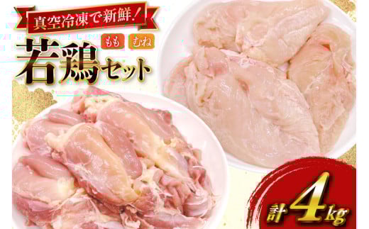鶏肉 セット 宮崎県産 若鶏 もも身 むね身 各 1kg 2p 計4kg セット [TRINITY 宮崎県 日向市 452061339] 業務用 とり肉 もも もも肉 モモ モモ肉 鶏肉もも むね肉 むね ムネ肉 胸 宮崎 詰め合わせ 冷凍 肉 2144509 - 宮崎県日向市