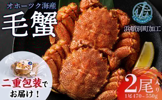 【数量限定】北海道産 毛がに 2尾 (1尾470g~550g)【株式会社シーグレイセス】浜頓別 塩茹で カニ 2143869 - 北海道浜頓別町