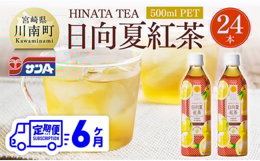 【6ヶ月定期便】 サンA 日向夏 紅茶 HINATA TEA 500mlＰＥＴ 24本 入り 【 飲料 日向夏 紅茶 PET ジュース 長期保存 送料無料 】