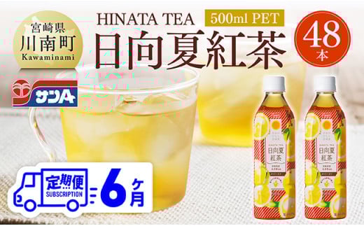 【6ヶ月定期便】サンA 日向夏 紅茶 HINATA TEA 500mlＰＥＴ 24本 入り×2ケース  【飲料 日向夏 紅茶 PET セット ジュース 長期保存 送料無料】