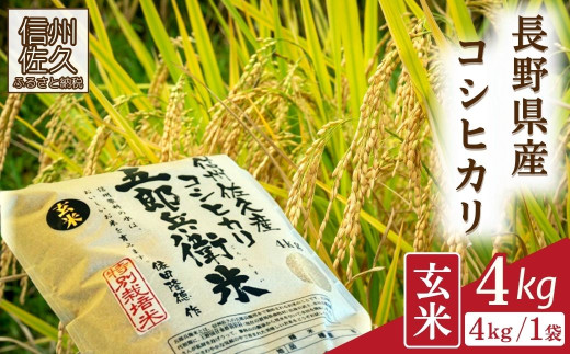 【令和7年産・玄米4kg】 特別栽培米　五郎兵衛米〈2025年9月中旬頃～順次発送〉 先行予約　新米　信州　こしひかり【 コシヒカリ お米 新米予約 長野県 佐久市 】 1409330 - 長野県佐久市