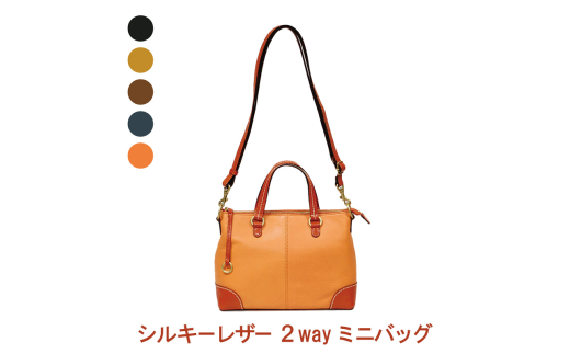 [№4631-6163]シルキーレザー 2way ミニバッグ 【LIME】：オレンジ
