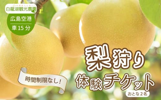 【白龍湖観光農園】梨狩り体験チケットおとな2名 果物 くだもの フルーツ 202004