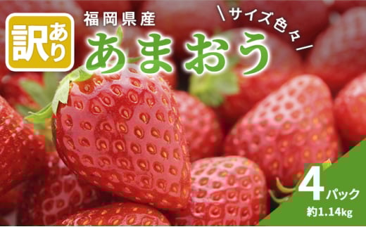 訳あり いちご 2026年3月中旬より発送 あまおう サイズ色々 4パック 約1.14kg 果物 フルーツ 福岡県産あまおう ※配送不可：離島