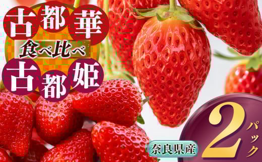 【食べ比べ】 平群の『古都華』＋希少『古都姫』（L～２Lサイズ）各1パック 計2パック 阪野農園 | 果物 くだもの フルーツ 苺 イチゴ いちご ストロベリー 古都華 ことか 古都姫 ことひめ 食べ比べ 旬の品種 奈良県 平群町 1466752 - 奈良県平群町