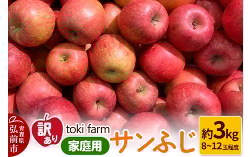 【25年10月～発送】りんご サンふじ 約3kg（8～12玉程度）【訳あり】家庭用 toki farm 1336462 - 青森県弘前市