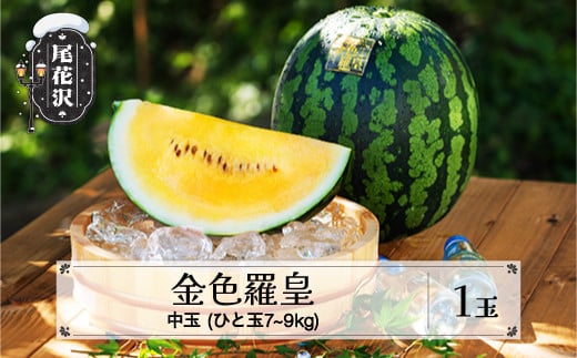 先行予約 尾花沢産すいか 金色羅皇 中玉  約7~9kg×1玉 7月下旬~8月上旬頃発送 令和7年産 2025年産 こんじきらおう 黄色 ゴールド 甘い 中玉 すいか スイカ 西瓜 フルーツ 果物 産地直送 農産加工 ※沖縄・離島への配送不可 nk-sukr21 2114321 - 山形県尾花沢市