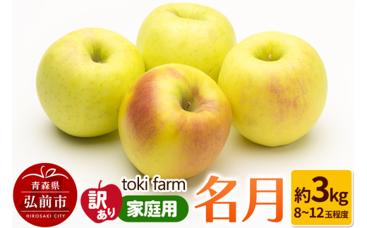 【25年10月クール便発送】りんご 名月 約3kg（8～12玉程度）【訳あり】家庭用 toki farm 1336470 - 青森県弘前市