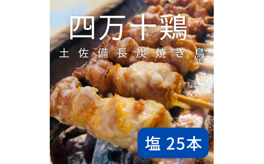 土佐備長炭焼き 四万十鶏の焼き鳥 25本 塩 もも肉 冷凍 惣菜 調理済み【R01442】
