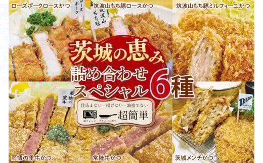 【最短2日から5日以内に発送！】【楽ちん 冷凍とんかつ・牛かつ】茨城の旨い肉フルセット！いばらきの恵み詰合せスペシャル（常陸牛かつ＆雨情の里牛かつ75g各1枚、ローズポークロースかつ＆筑波山もち豚ロースかつ150g各1枚）【cookfan とんかつレストラン クックファン おかず 総菜 カツ 水戸市 水戸 茨城県】（BK-21） 2149040 - 茨城県水戸市
