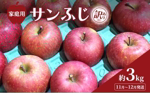 [№5554-0286]11月～12月発送 家庭用 訳あり サンふじ 約 3kg りんご リンゴ 林檎 果物 フルーツ わけあり 青森