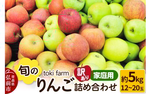 【25年11月発送】りんご 旬のりんご詰め合わせ 約5kg（12～20玉程度）【訳あり】家庭用 toki farm 1341070 - 青森県弘前市
