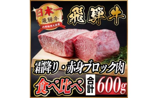 飛騨牛　霜降り・赤身ブロック肉　食べ比べ　約600g(各約300g)＜冷蔵便＞(味つけ用タレ等含む)【1626355】