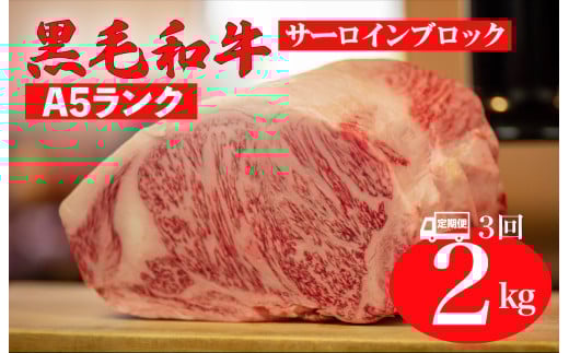 【全3回定期便】黒毛和牛 A5ランク サーロイン ブロック 2kg ステーキ用ソース付 サーロイン さーろいん ステーキ ブロック肉 和牛 サーロイン 贈答 ギフト 父の日 お中元