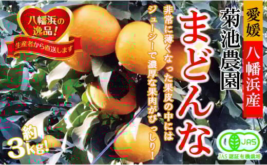 ＜JAS認証有機栽培＞こんな柑橘初めてプルプル新食感「まどんな」約3kg＜C39-25＞【1044609】 1332904 - 愛媛県八幡浜市