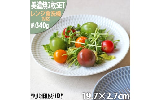 【美濃焼】 さざなみ 20丸皿 ホワイト 2枚セット 瑞浪市 / 小田陶器 JS企画 皿 お皿 プレート 食器 [AZAZ064]