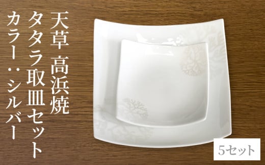 S026-119_天草 高浜焼 タタラ取皿セット シルバー5セット