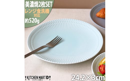【美濃焼】 さざなみ 24丸皿 青白 2枚セット 瑞浪市 / 小田陶器 JS企画 皿 お皿 プレート 食器 [AZAZ068] 888968 - 岐阜県瑞浪市