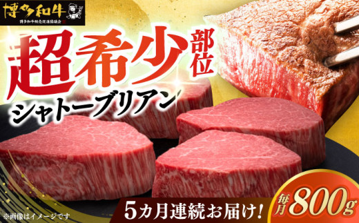【レビューキャンペーン実施中！】 【全5回定期便】博多和牛 ヒレ シャトーブリアン 200g × 4枚《築上町》【久田精肉店】シャトーブリアン ステーキ ヒレステーキ 肉 お肉 高級 シャトーブリアン しゃとーぶりあん ステーキ 博多和牛 和牛 牛肉 シャトーブリアン 定期便 [ABCL093] 800000円