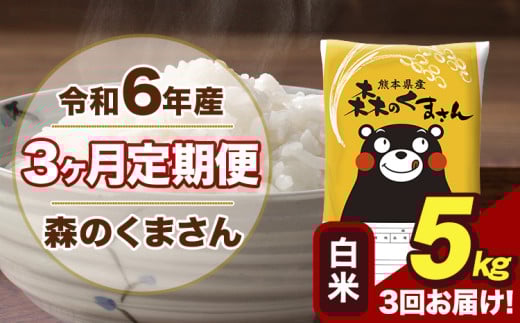 令和6年産 森のくまさん 白米 5kg 5kg×1袋 計3回お届け 《お申し込み月の翌月から出荷開始》 お米 こめ 熊本県産 ご飯 備蓄 2150972 - 熊本県荒尾市
