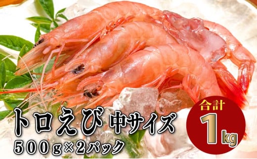 トロ えび 冷凍 海老 中 サイズ 1kg 500g 2パック お刺身 駿河湾 エビチリ エビ餃子
