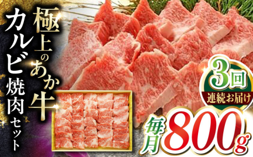 【全3回定期便】あか牛カルビ焼肉セット 800g 【有限会社 三協畜産】 [YCG149] 2148552 - 熊本県山都町