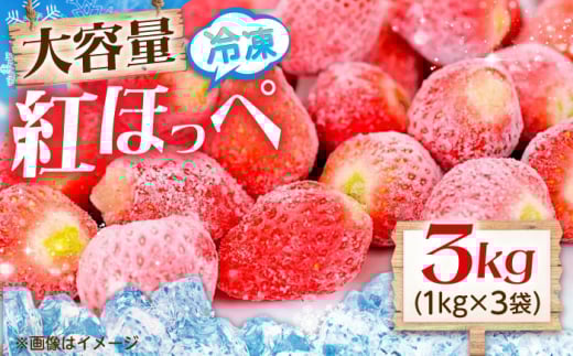 冷凍いちご 紅ほっぺ 1kg×3袋 国産 完熟 スムージー ジャム ヨーグルト 一口サイズ イチゴ 完熟 苺 果物 フルーツ 冷凍 広島県福山市/株式会社ベジータ [BABR001]