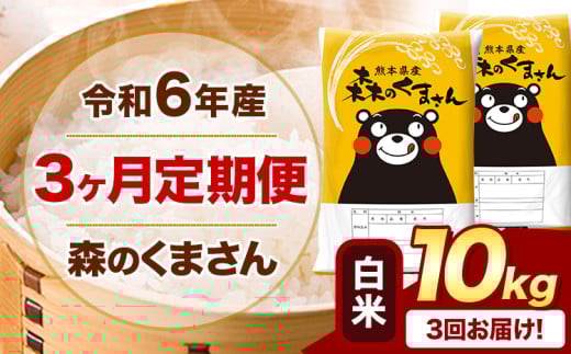 【3ヶ月定期便】令和6年産 白米  森のくまさん 10kg 5kg×2袋  《お申込み月の翌月から出荷開始》 熊本県産 白米 精米 米 こめ コメ お米 kome