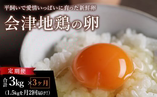 33-Q　【3か月定期便】平飼い会津地鶏の卵 3kg（1.5kg×月2回便） ※沖縄・離島への配送不可 2138883 - 福島県会津坂下町