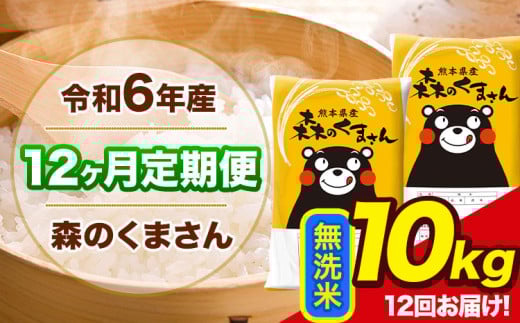 令和6年産 森のくまさん 【12ヶ月定期便】 無洗米 《お申し込み月の翌月から出荷開始》 10kg (5kg×2袋) 計12回お届け 熊本県産 単一原料米 森くま 熊本県 玉東町 2151063 - 熊本県玉東町